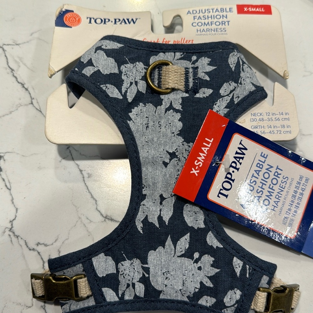 Blue flower denim harness